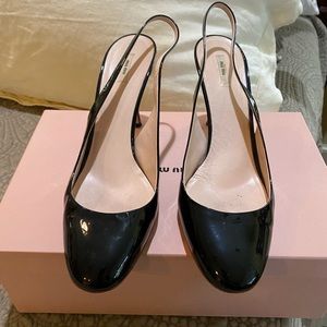 Black Paton Sling Back Miu Miu
